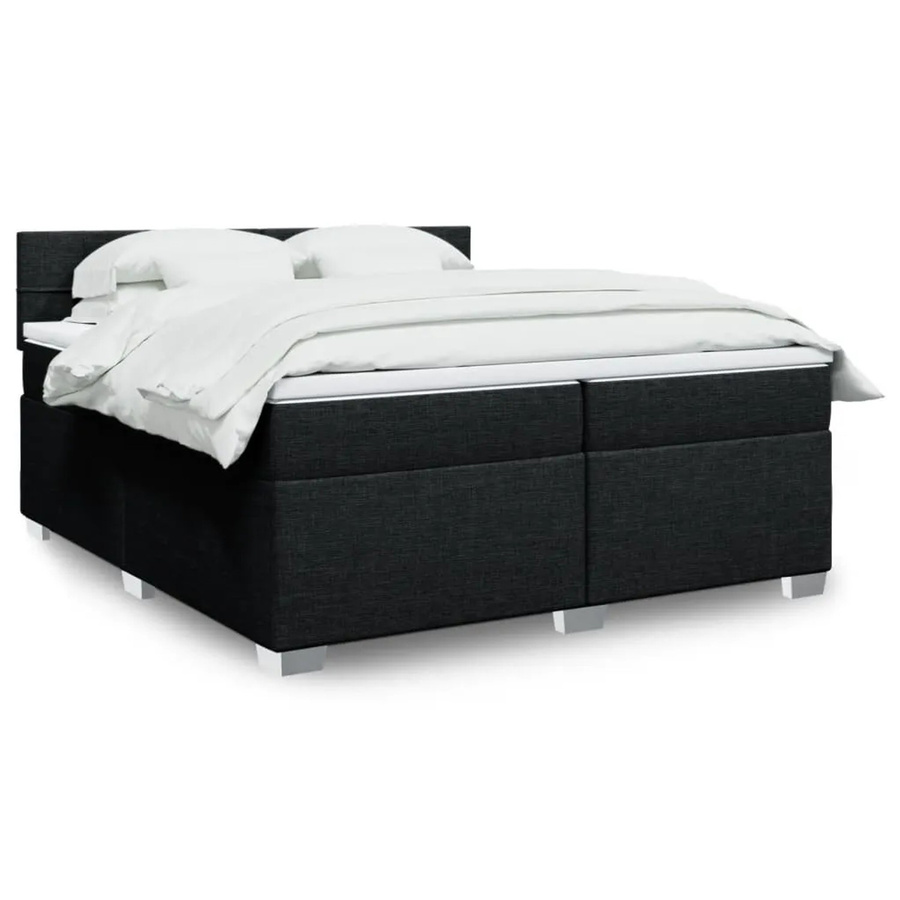 vidaXL Boxspringbett mit Matratze Schwarz, Hybrid-Bett mit USB-Ladeport und Unterbettbeleuchtung, B/T: 200 x 200 cm - Bild 2