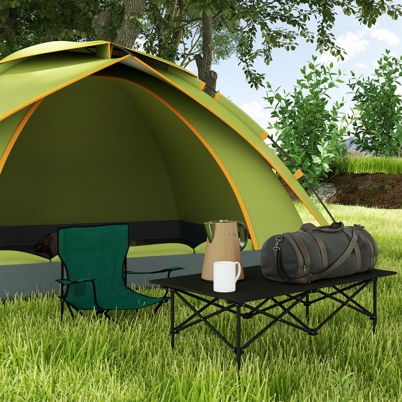 Outsunny Campingtisch aus Aluminium mit aufrollbarer Tischplatte und X-Rahmen, Schwarz, B/T/H: 55 x 50 x 95 cm - Bild 2