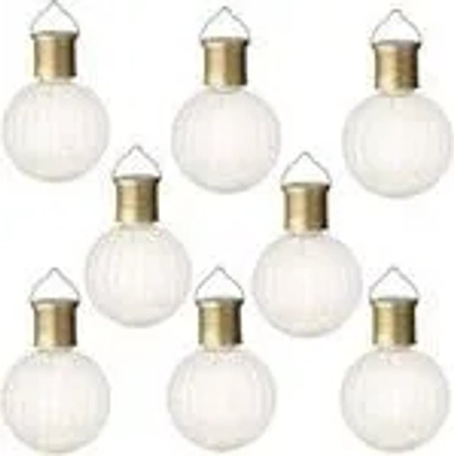 Kaemingk Lumineo Solar LED Birne für den Garten, Transparent, Warmweiß, 8er Set, Durchmesser: 8 cm, Höhe: 11 cm - Bild 1