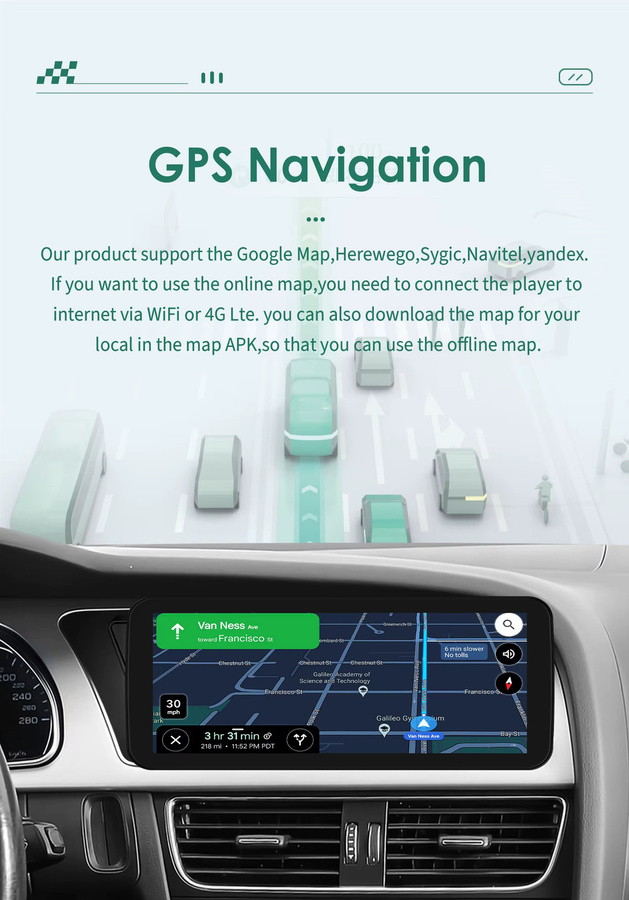 OSSURET Android 13 Autoradio mit Carplay und GPS für Audi A4 A5 B8 S4 S5 (2009-2016), 10,25 Zoll Multimedia Video-Player 2DIN Kopfstation, Schwarz - Bild 3