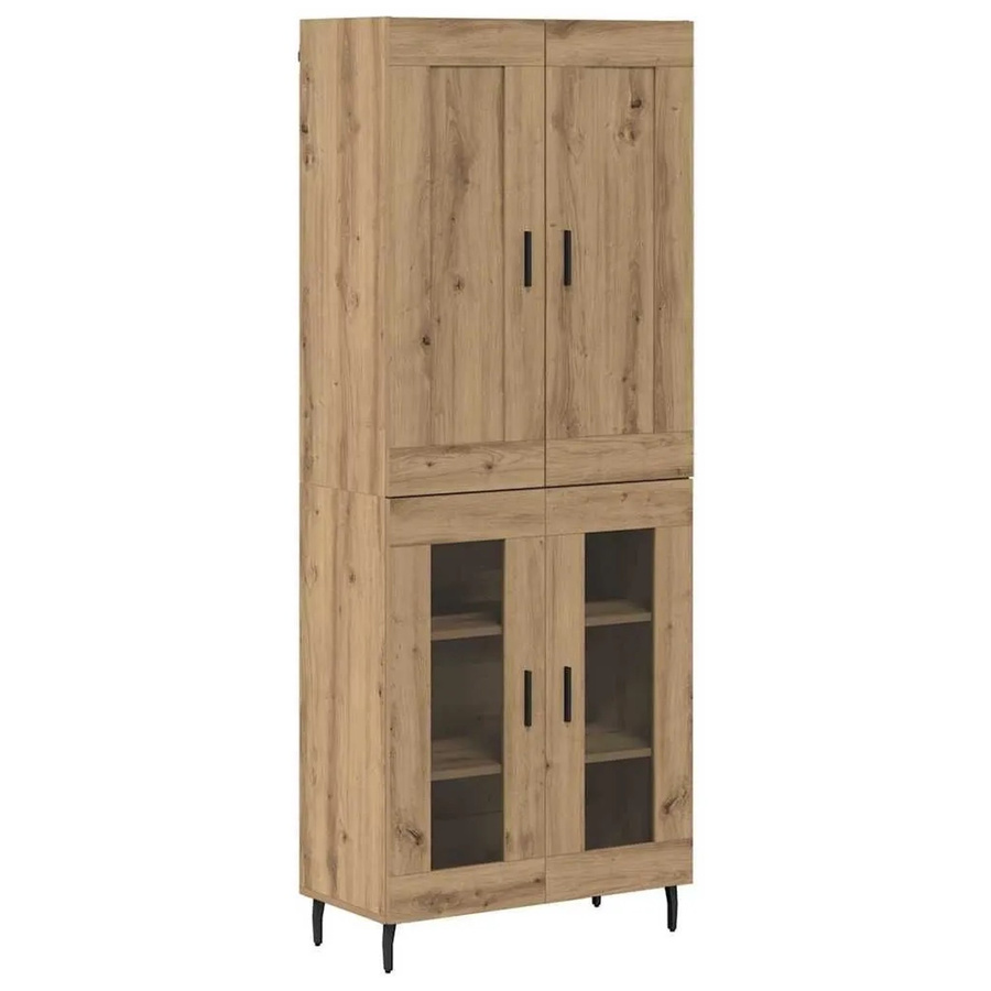 vidaXL Highboard 2-teilig Artisan-Eiche mit Glastüren aus Glas und Engineered Wood, B/H/T: 180 x 60 x 34 cm - Bild 2