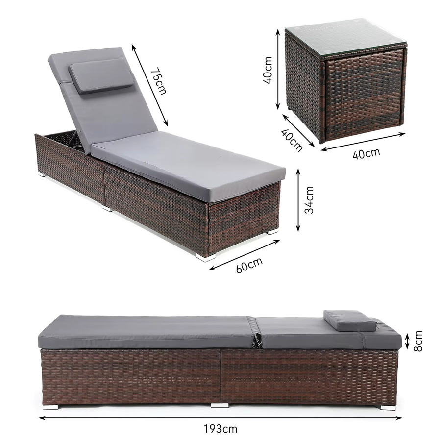 OYAJIA 3-teiliges Outdoor-Gartenmöbel-Set aus Rattan mit Polsterung in Schwarz und Braun für Terrasse und Wintergarten - Bild 5