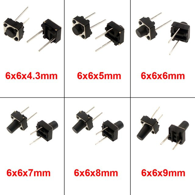 AceWong Micro Tactile Switch Momentary Tact DIP Switch 2Pin 6x6mm in Schwarz - Bild 1
