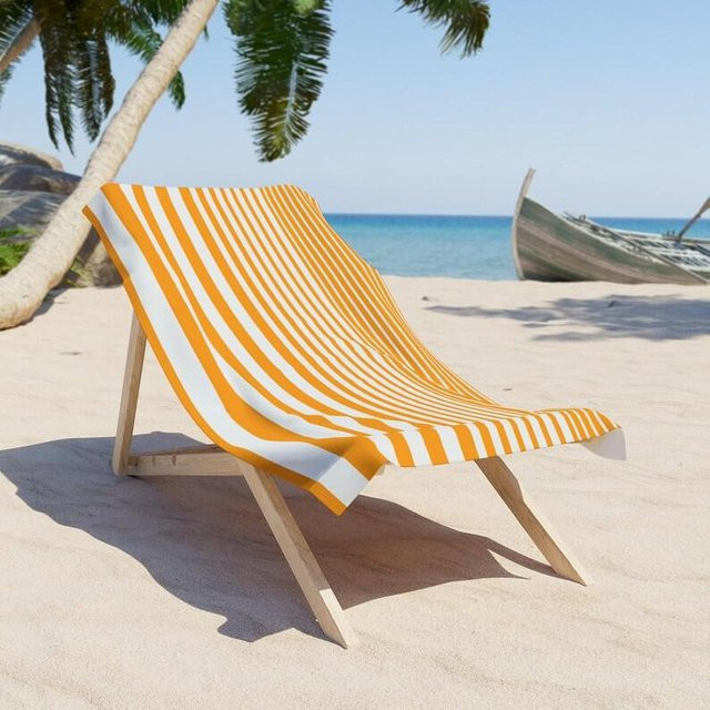 JMG Household Supplies Strandtuch aus Mikrofaser mit Streifenmuster in Orange, B/H: 50 x 100 cm - Bild 1