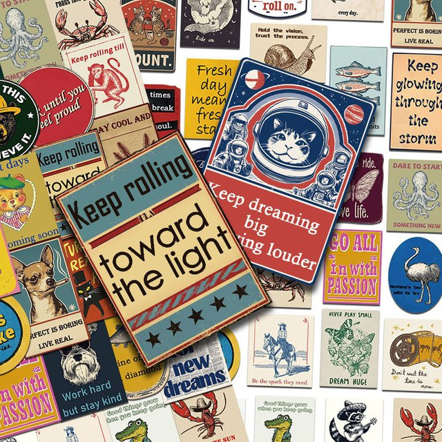 Rspctou Retro Amerikanische Cartoon Vintage Tier-Sticker, 10-teiliges Set, multicolour - Bild 1