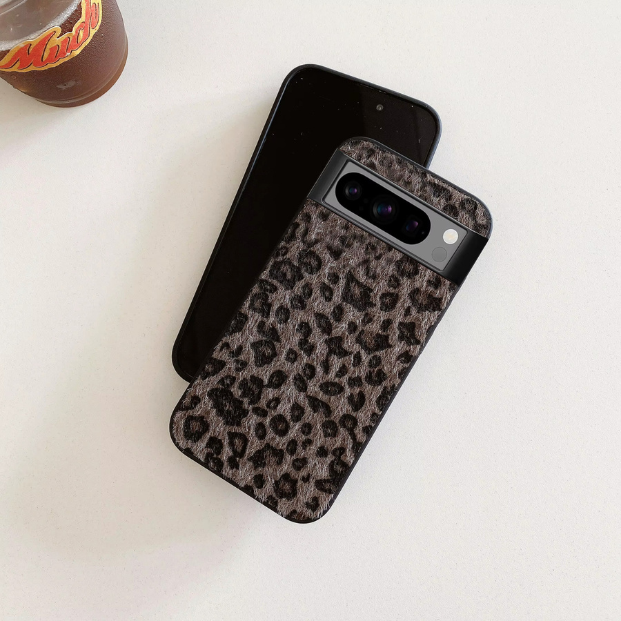 Retro Leopardenmuster Plüsch Handyhülle für Google Pixel 10 9 Pro XL 8 Pro 7 Pro 6 Pro 8A 7A 9A 6A in Braun Multicolour - Bild 3