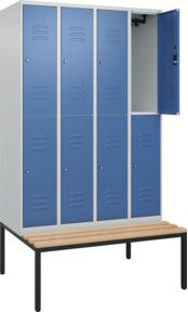 C+P Doppelstock-Spind Classic PLUS Sitzbank mit 4 Abteilen und Zylinderschloss, Sitzfläche aus Buche-Hartholz, B/T/H: 212,0 x 120,0 x 81,5 cm - Bild 1