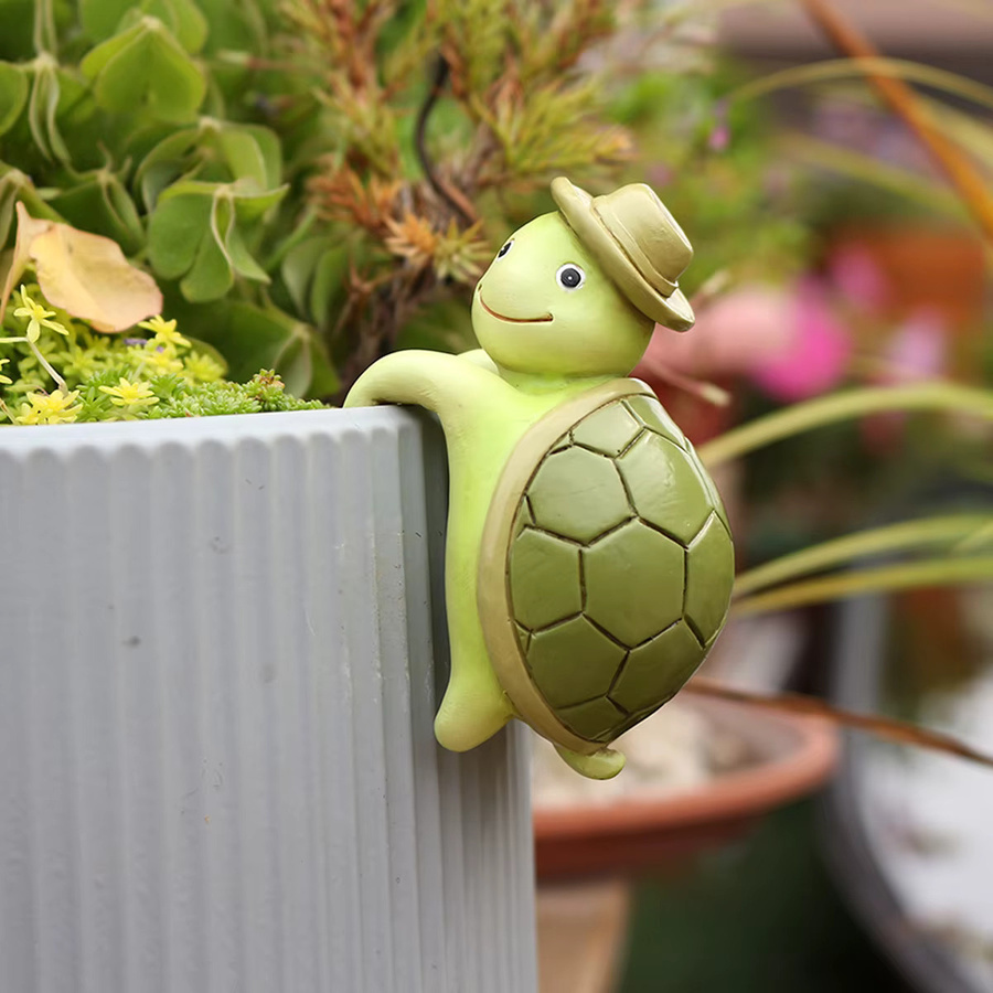 Dekorative Schildkröten-Harzskulpturen in Grün und Multicolour für Garten, Balkon und Hof - Bild 4