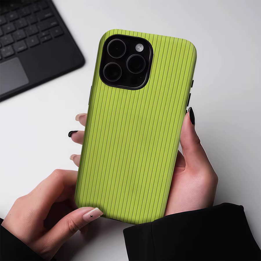 Potdemiel Handyhülle mit vertikalen Streifen für iPhone 17 16 15 14 13 Pro Max Plus, Magnetisch, Grün, Robuste Doppel-Schicht-Hülle - Bild 2