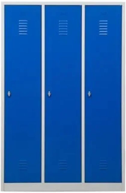 PROREGAL Garderobenspind Camel mit 3 Fächern und Vorhängeschloss, Farbe: Grau-Blau, H x B x T: 180 x 119 x 50 cm - Bild 1