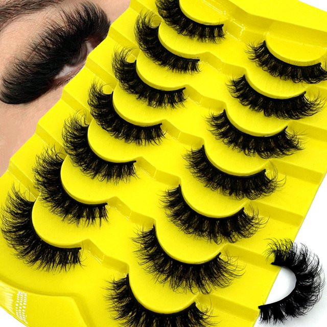 AMSDCN Künstliche Wimpern, 3D-Nerzfell, Black, 7 Paar, Unisex - Bild 1