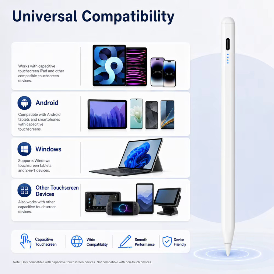 Universeller Stylus-Stift mit magnetischer Adsorption für Android, iOS und Windows, kompatibel mit Xiaomi, Huawei und Samsung Tablets und Smartphones - Bild 2