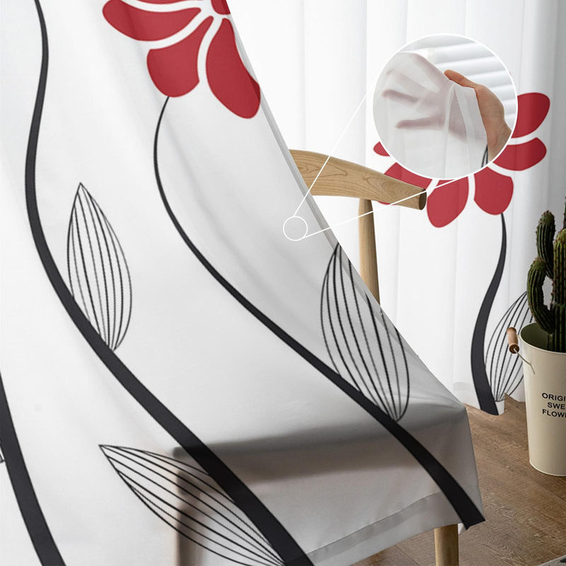 Transparenter Chiffon-Vorhang mit floralem Blumenmuster von Super Six in Weiß, B: 135 cm, H: 114 cm - Bild 5