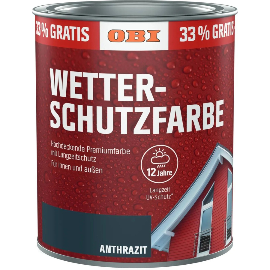 OBI Wetterschutzfarbe Anthrazit wasserbasiert - Bild 2