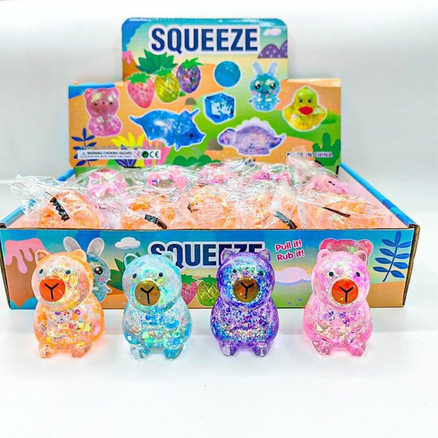 Mini Cartoon Capybara Dekompressionsspielzeug, Weiches Glitzer Gummi Fidget Spielzeug, Knet- und Stressabbauwerkzeug, Anti-Stress Knetspielzeug - Bild 1
