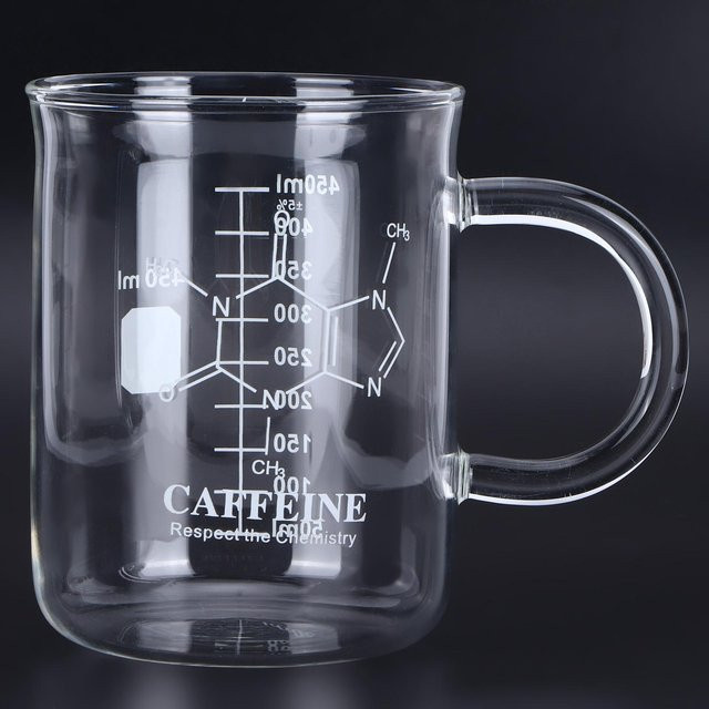 Multifunktionsbecher aus Borosilikatglas mit Griff und Messskala von Yiran Furniture, Grau, 450 ml - Bild 1