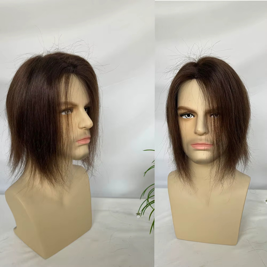 eseewigs Toupet für Männer, Echthaar-Ersatzsystem, Mono-Spitzenoberteil, 6''x8'' - Bild 3
