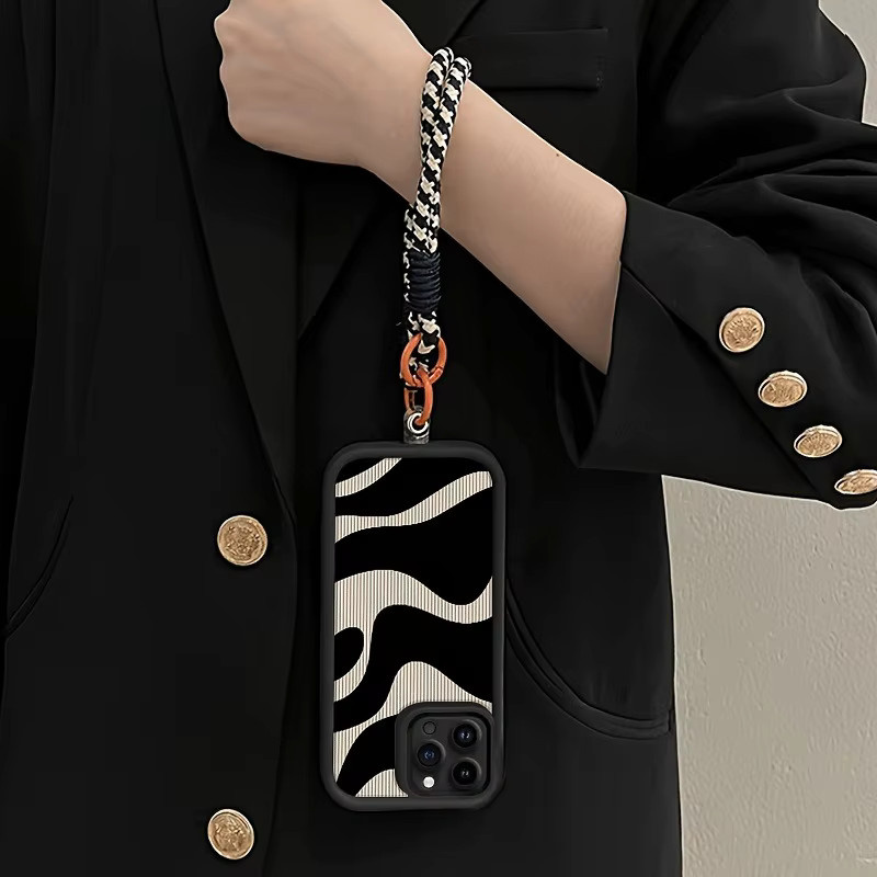 Silikon-Handyhülle mit Zebra-Streifenmuster und Hängeband für iPhone Modelle in Schwarz und Multicolour - Bild 2