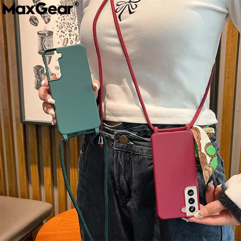 Samsung Crossbody Lanyard Strap Soft Cover Hülle für Galaxy S26 S25 S24 S23 S22 S21 S20 FE Plus Note 10 20 Ultra A41 A21S 5G in Pink - Bild 4