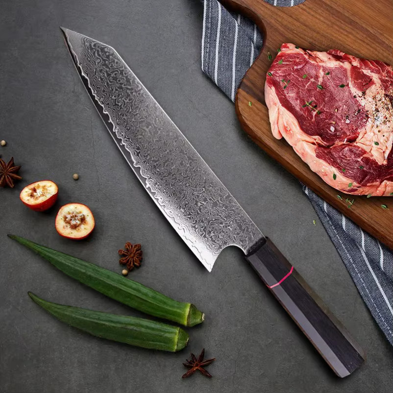 GuanQi Damaskus Kochmesser mit G10 Griff als Allzweckmesser für Fleisch, Fisch und Gemüse - Bild 3