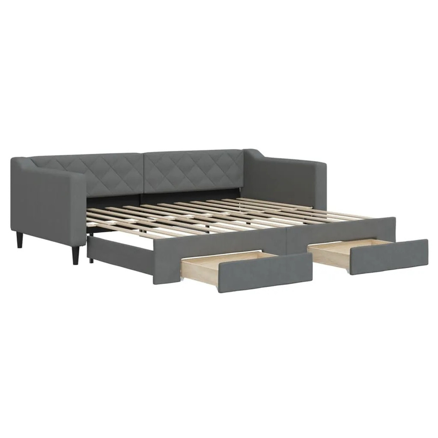 vidaXL Tagesbett ausziehbar mit Schubladen in Dunkelgrau, B/T/H: 90 x 200 x 67 cm - Bild 2