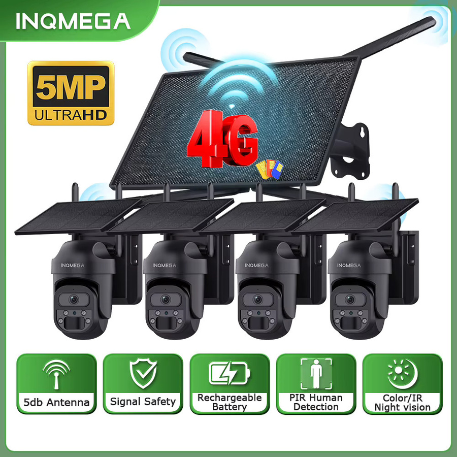 INQMEGA 4G Solar WiFi Kamera mit 150Mbps Repeater und PTZ Funktion, IP66 Wasserdicht, Schwarz - Bild 7