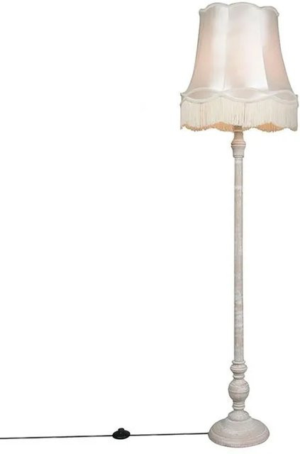 QAZQA Stehlampe Classico in Hellgrau mit dimmbarem Stoffschirm in Classic Creme, E27 - Bild 1