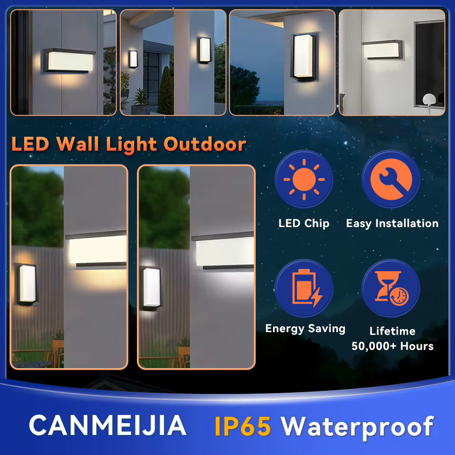 Moderne LED-Wandleuchte von LANGYUE in Schwarz und Weiß, wasserdichte Up-Down-Lampe für Innen und Außen, rechteckiges Design für Wohnzimmer, Flur und Schlafzimmer - Bild 5