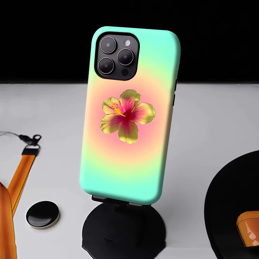 Potdemiel Leuchthülle mit Hibiskus Farbverlauf für iPhone 17 16 15 14 13 Pro Max Plus, magnetische Einzel- und Doppelschicht-Handyhülle, Multicolour - Bild 4