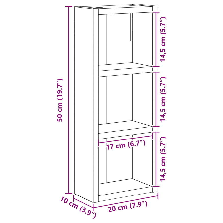 Badezimmer-Wandschrank von VD Home Furnishing aus Holz in Geräucherte Eiche, B/T/H: 20 x 10 x 50 cm - Bild 2