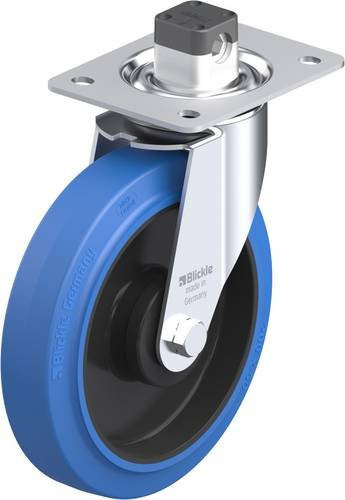 Blickle Lenkrolle LE-POEV 200KA-CS11-SB mit Feststeller in Blau und Schwarz, Rad-Durchmesser: 20 cm, Tragfähigkeit: 300 kg - Bild 1