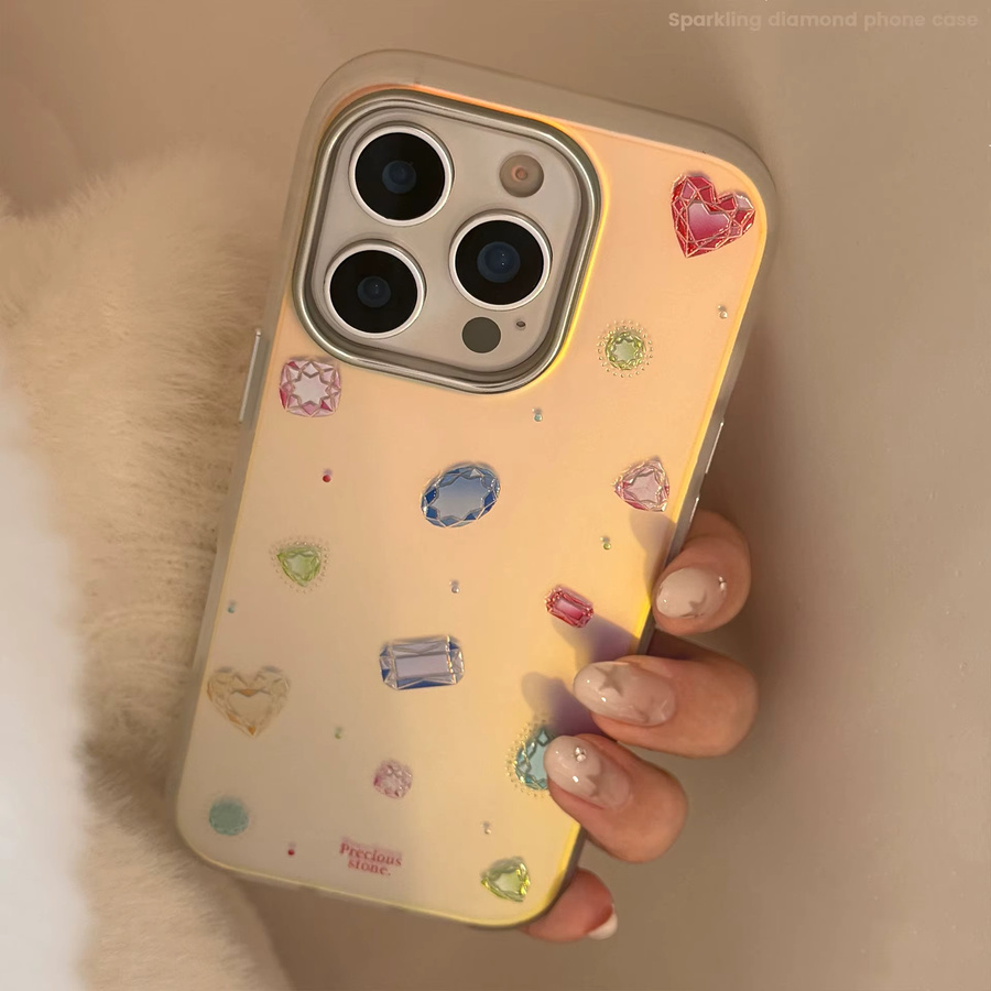 Stoßfeste Laser-Handyhülle mit buntem koreanischem Edelstein-Muster für iPhone 12 bis iPhone 17 Pro Max, Farbe: Multicolour - Bild 2