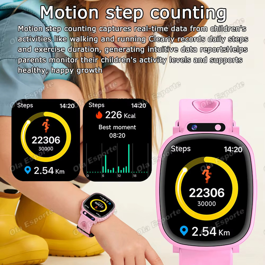 Ola Esporte Kinder-Smartwatch in Lila mit HD-Kamera, Videoaufzeichnung, 18 Spielen und Lernkarten - Bild 3
