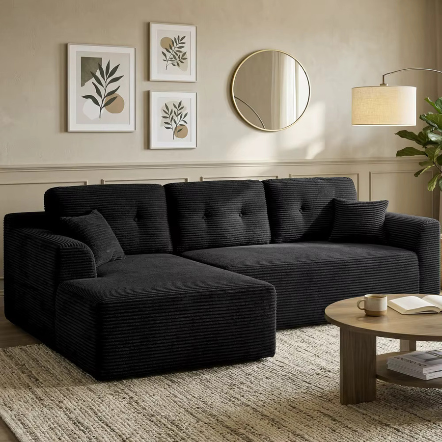 VASAGLE Ecksofa als modulares Schlafsofa mit Chaiselongue links, Farbe: Weiß, Breite: 244 cm - Bild 3