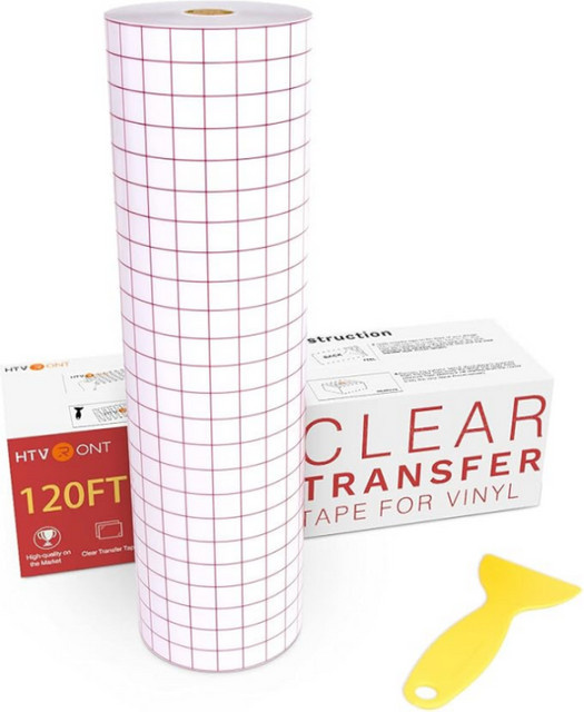 HTVRONT Transferfolie für Vinyl mit rotem Ausrichtungsgitter, transparent, B: 36,58 cm, L: 36,58 m - Bild 1
