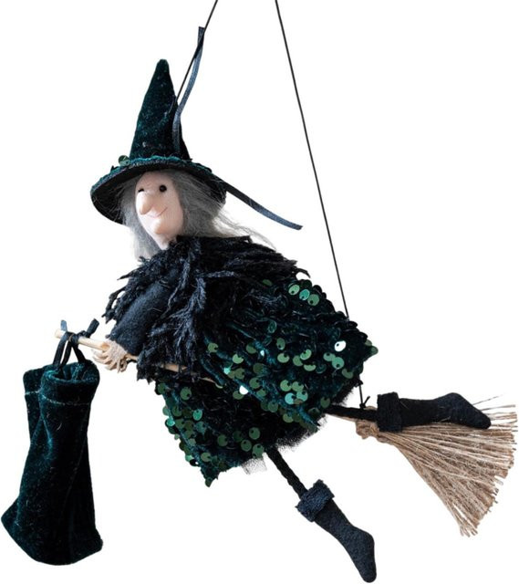 Garbword Halloween-Hexe auf Besen als Wanddekoration in Grün und Schwarz - Bild 1