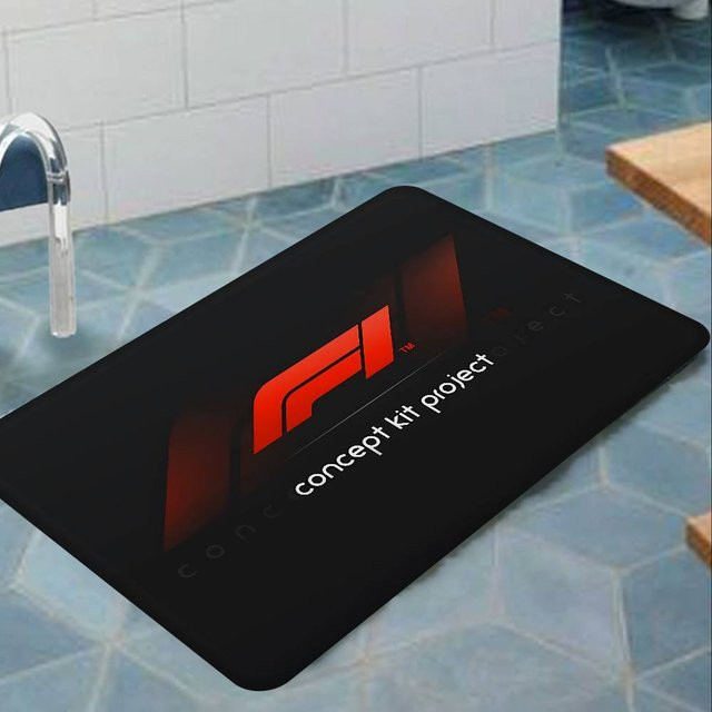 Miniso F-Formel 1 Logo Fußmatte, rutschfest und wasserabsorbierend, Schwarz, B/T: 40 x 60 cm - Bild 1