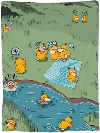 Pokémon Enton Kuscheldecke aus Korallenfleece in Grau und Grün, weiche Plüschdecke für Bett und Schlafzimmer, B/H: 76,2 x 101,6 cm