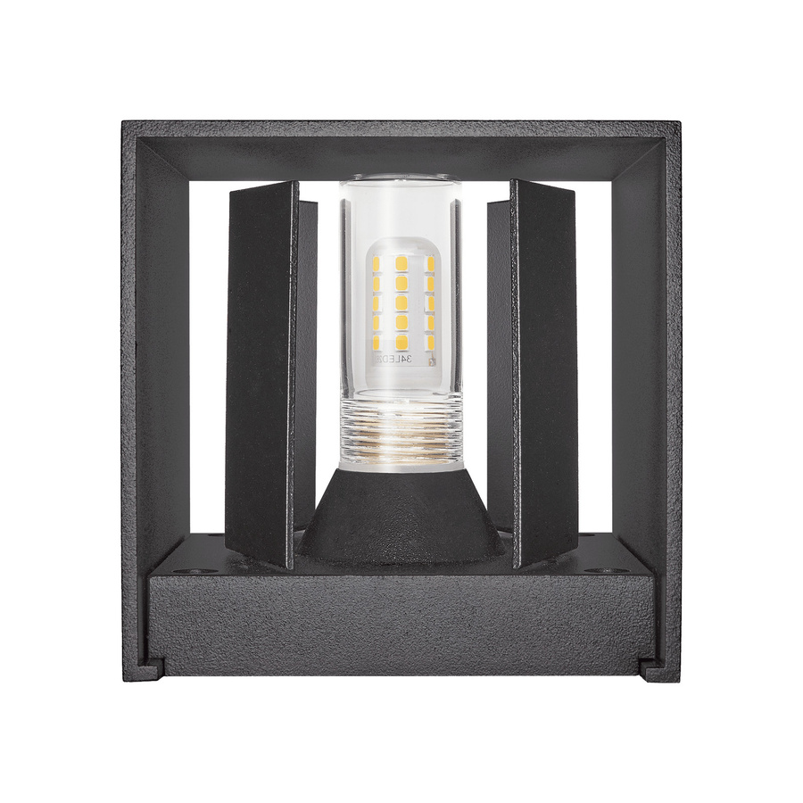 Luxvenum Wandleuchte CUBE in Schwarz aus Aluminium mit dimmbarer LED, Up & Down Lichtwirkung, IP54 Schutzklasse und einstellbarer Abstrahlung - Bild 1