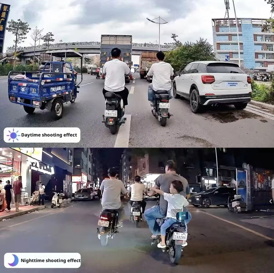 Wasserdichte Motorrad-Dashcam mit 4K UHD Vorne und 1080P Hinten, kabelgebundene Doppelkamera mit WLAN und Nachtsicht, Schwarz - Bild 5