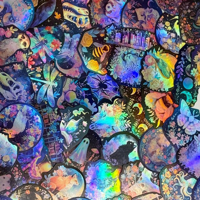 50 Stück Rui Di Cartoon Holografische Laser Aufkleber Multicolour Wasserdichte Biologie Graffiti Sticker für DIY Notizbuch und Gepäck - Bild 1