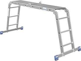 Krause Aluminium-Gelenkleiter SpeedMatic-System in Silber mit 4 x 3 Sprossen und 2 Quertraversen - Bild 1