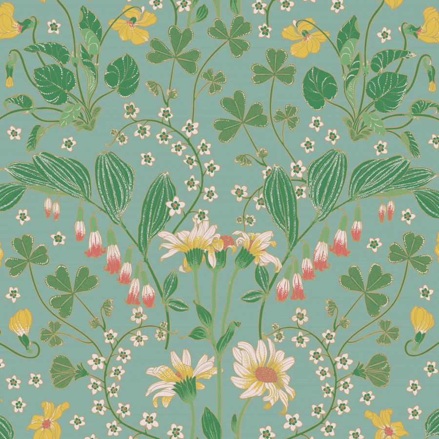 Nobilis Wallpaper Narcisse COS233 Tapete mit floralem Naturmotiv in Grün, Vlies, matt - Bild 1
