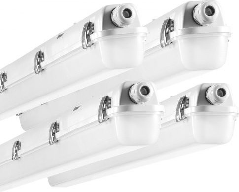 VEVOR LED Dampfdichte Leuchte 4FT, 60W wählbar, 5000K, 5400-7400 lm dimmbar, IP65 wasserdicht, Farbe: Weiß, 4er-Pack - Bild 1