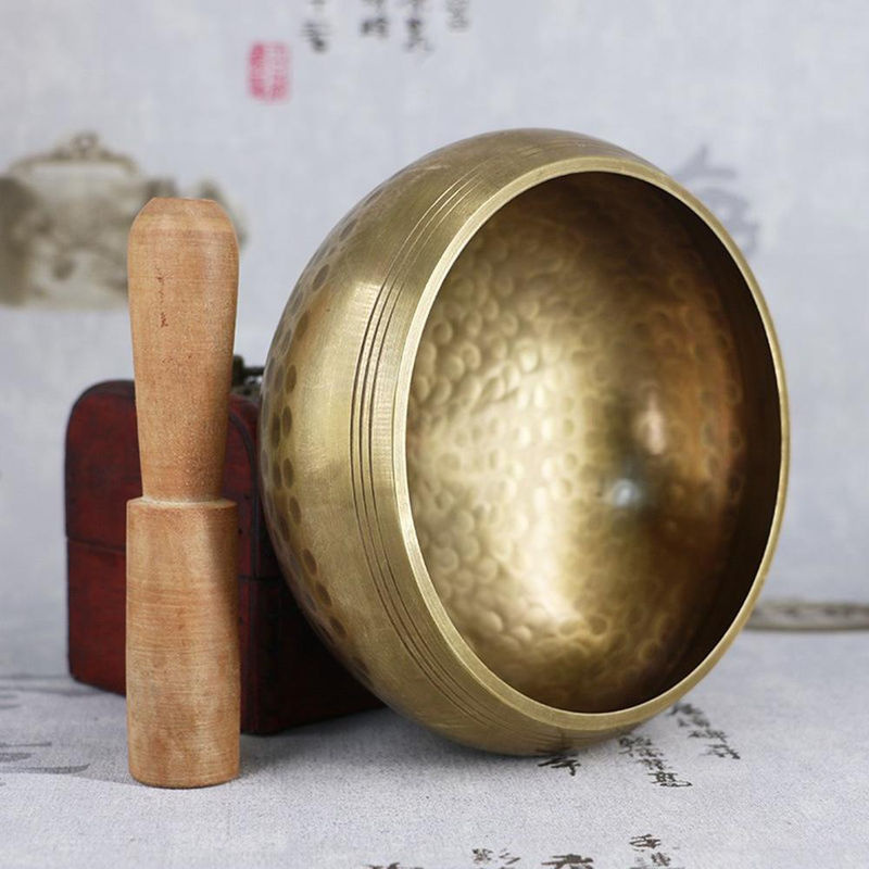 Tibetisch-buddhistische Klangschale aus Messing von TOMTOP JMS in Gold für Meditation und Yoga inklusive Schlagstab, Durchmesser: 15,5 cm - Bild 6