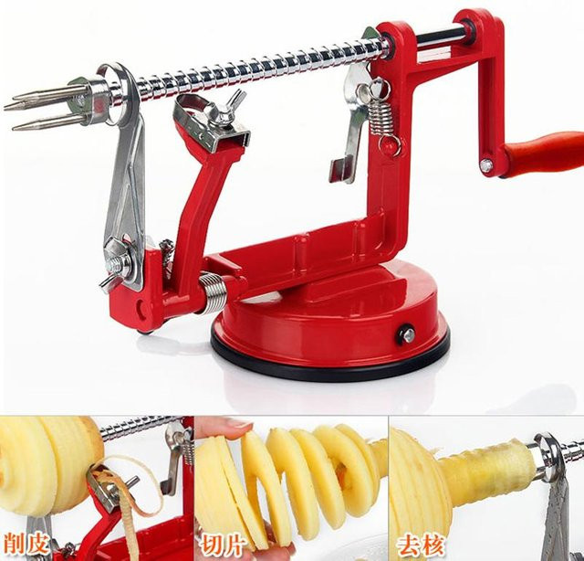 AISIDUN 3-in-1 Obstschäler und Apfelschälmaschine aus Edelstahl in Rot - Bild 1