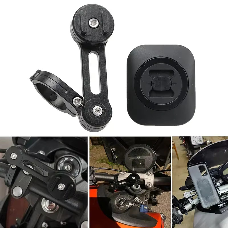Stoßfeste Motorrad Handyhalterung aus Aluminium für Lenker und GPS Navigation in Schwarz - Bild 4