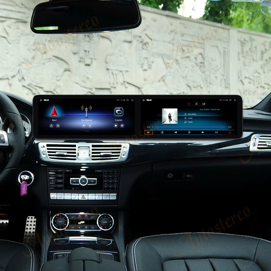 ZWNAV Dual Screen Android 14 Autoradio mit Carplay und GPS Navigation für Mercedes Benz CLS W218 2012-2018 in Schwarz - Bild 2