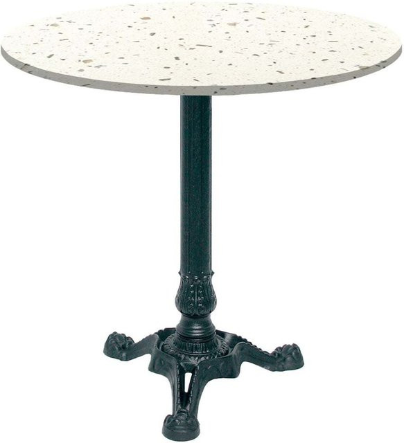 RestooTab Bistrotisch rund in Terrazzo-Optik mit schwarzem Metallgestell, Weiß/Mehrfarbig, Durchmesser: 70 cm, Höhe: 75 cm - Bild 1