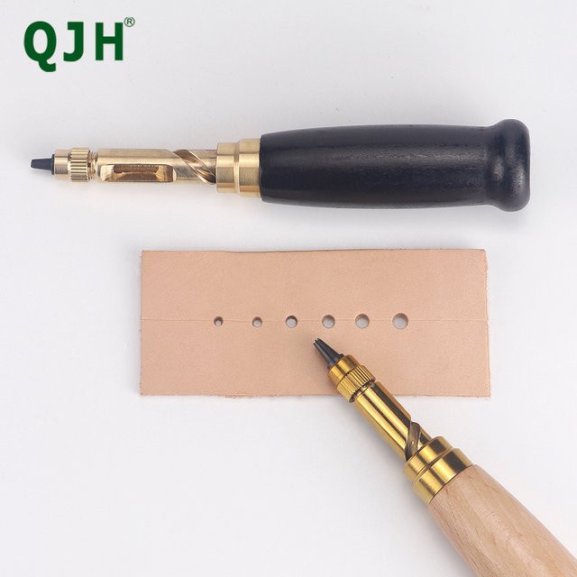 QJH Manuelles Locher-Set aus Stahl mit 6 austauschbaren Spitzen für Lederhandwerk, Gürtel und Papierhandwerk, Bits von 1,5 bis 4 mm - Bild 1